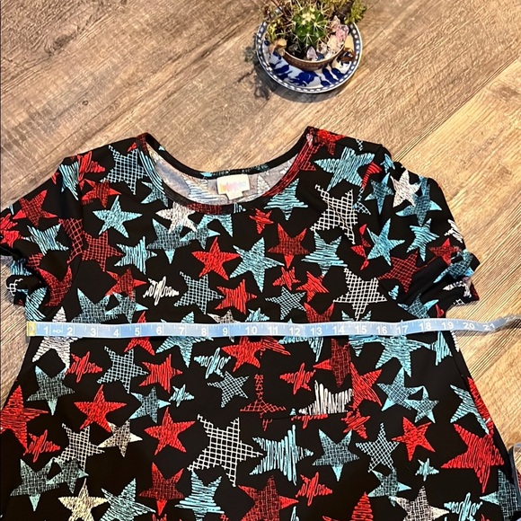 LuLaRoe Red and Blue High Low A-Line Dress with stars - Picture 4 of 9